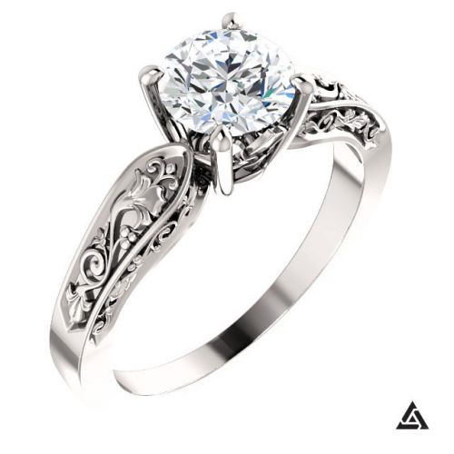 Floral Inspired Solitaire Engagement Ring  with 01 Carat Diamond