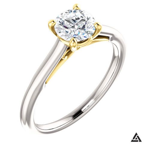 Two Tone Solitaire Engagement Ring with 0.75 Carat Diamond