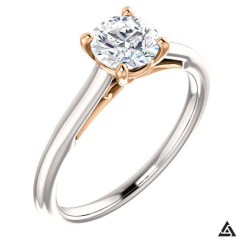 Two Tone Solitaire Engagement Ring with 0.75 Carat Diamond