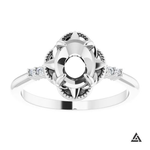 Modern Accented Engagement Ring Mounting (semi-set)