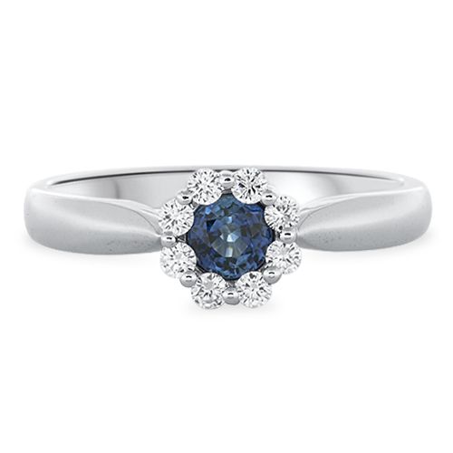 Ceylon Blue Sapphire & Diamond Cluster Ring