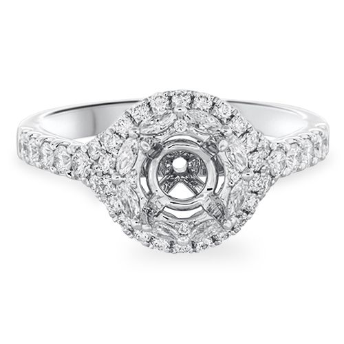 Double Halo Engagement Ring Setting (semi-set)