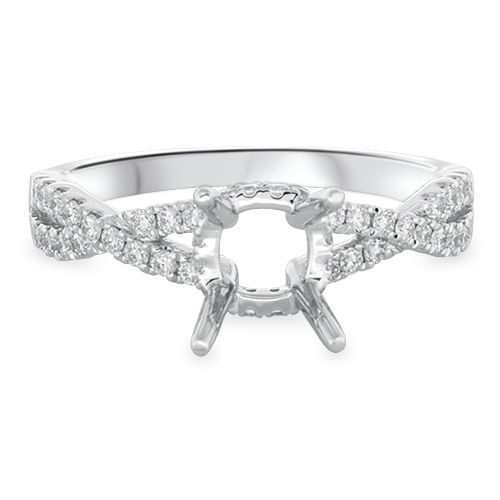 Pavé Twist Shank Engagement Ring Setting (semi-set)