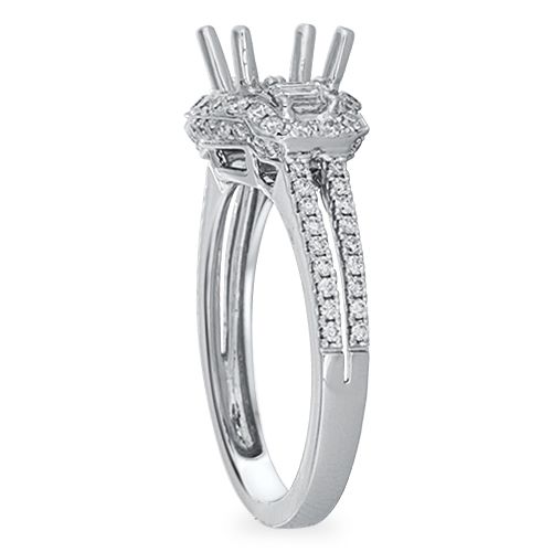Baguette Diamond Accented Engagement Ring Setting (semi-set)