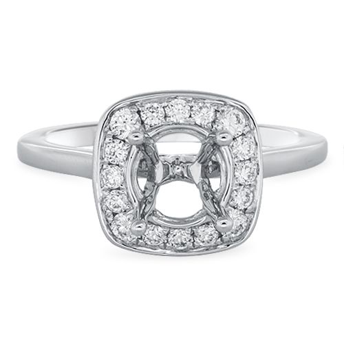 Square Halo Engagement Ring Setting (semi-set)