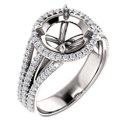 Accented Diamond Halo Engagement Ring Setting (semi-set)