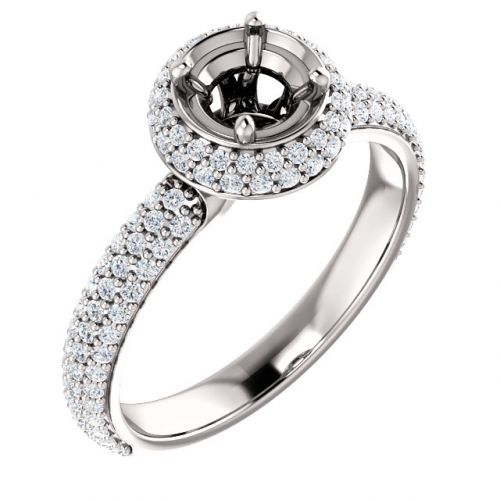 Classic Halo Engagement Ring Setting (semi-set)