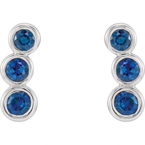 Blue Sapphire Ear Climbers