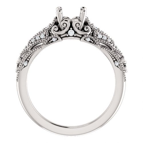 Vintage Inspired Sculptural Engagement Ring Setting (semi-set)