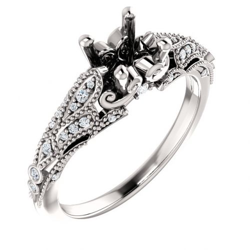 Vintage Inspired Sculptural Engagement Ring Setting (semi-set)