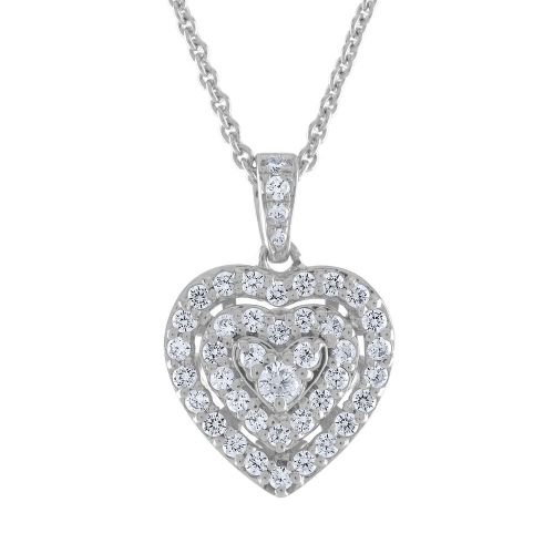 Lab-created Diamond Heart Pendant