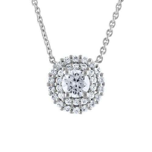 Diamond Halo Necklace, 0.62ct.tw