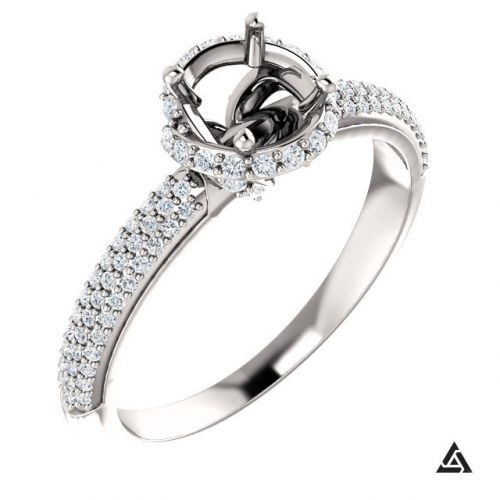 Halo Engagement Ring  Setting (semi-set)