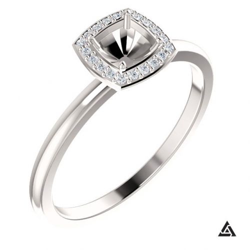 Halo Engagement Ring Setting (semi-set)