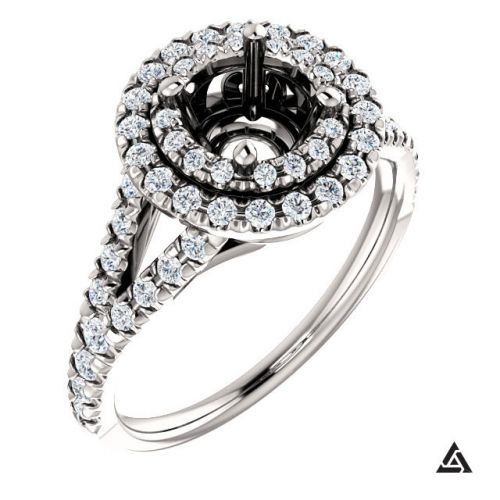 French Set Halo Engagement Ring Mounting (semi-set)