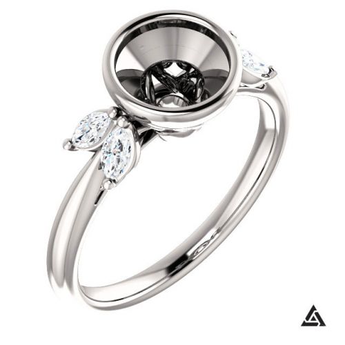 Marquise Diamond Side-stones Engagement Ring Mounting (semi-set)