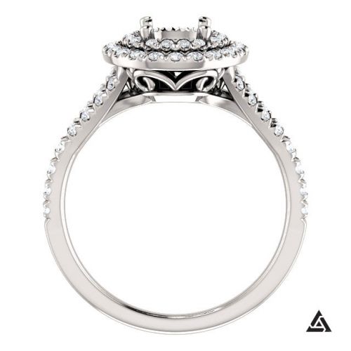 French Set Halo Engagement Ring Mounting (semi-set)