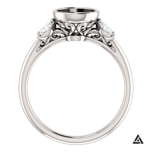 Marquise Diamond Side-stones Engagement Ring Mounting (semi-set)