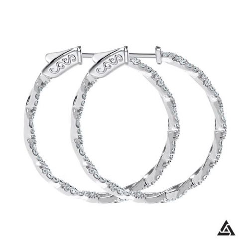 Weave Inside Diamond Hoop Earrings, 2.00ct.tw