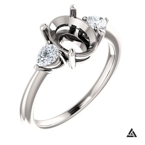 Three Stone Engagement Ring Setting (semi-set)