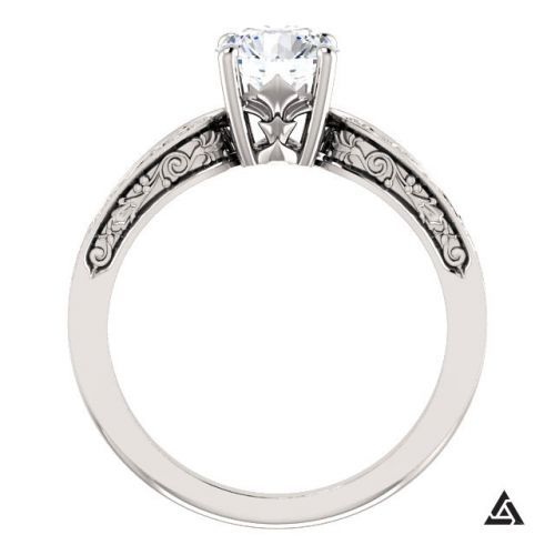 Floral Inspired Solitaire Engagement Ring  With 01 Carat Diamond