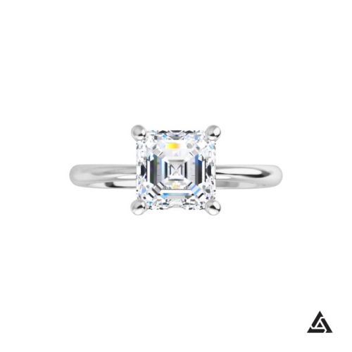 1.00-Carat Asscher Cut Diamond Solitaire Engagement Ring