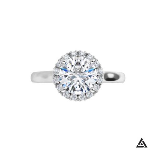 1.04 Carat Round Brilliant Diamond Halo Engagement Ring