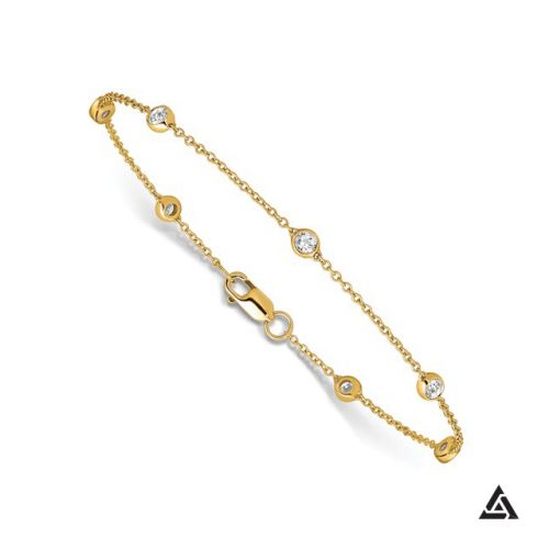 Bezel Set Diamond Station Bracelet, 14k Yellow Gold