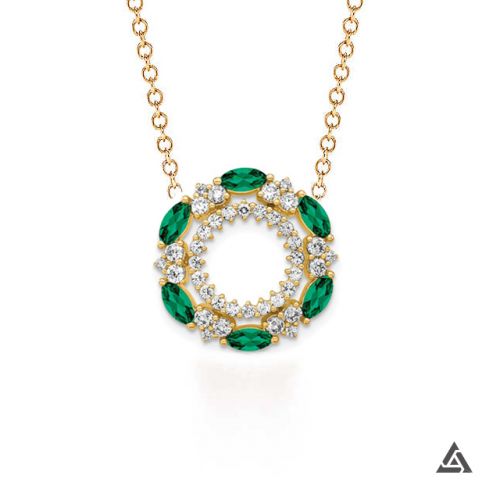 Diamond & Emerald Eternity Pendant and Chain