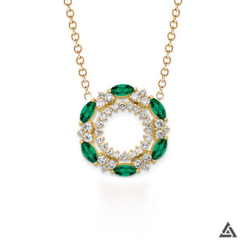 Diamond & Emerald Eternity Pendant and Chain