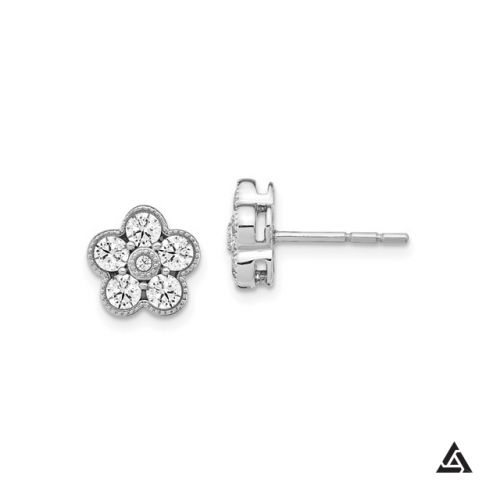 Diamond Floral Stud Earrings, 1.02 CTW
