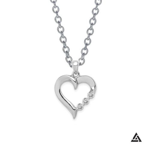 Diamond Heart Pendant and Chain, 0.25 CTW