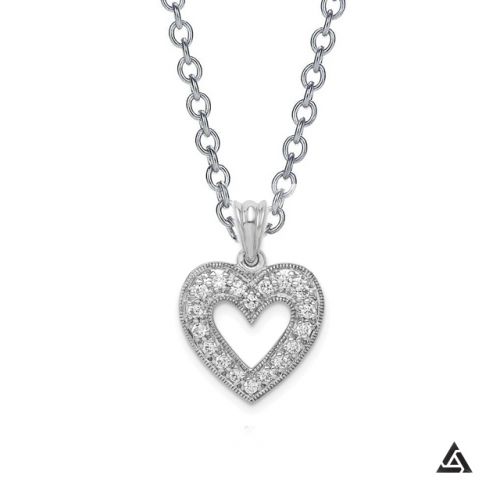 Diamond Open Heart Pendant and Chain
