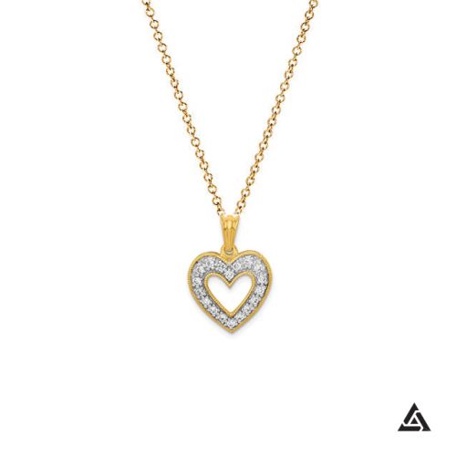 Diamond Open Heart Pendant and Chain