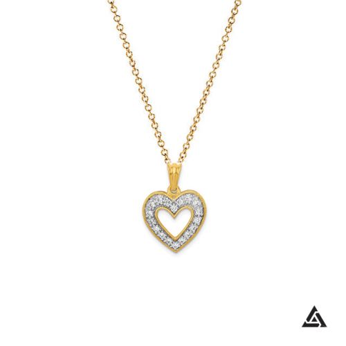 Diamond Open Heart Pendant and Chain