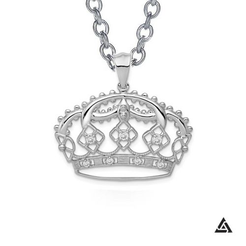 Diamond Queen Crown Pendant and Chain