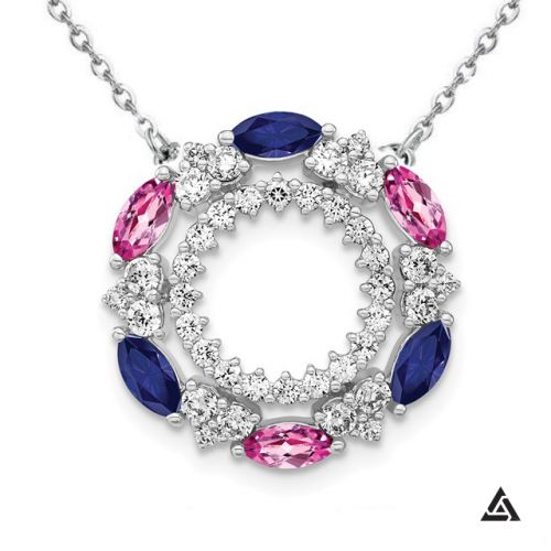 Diamond & Sapphire Eternity Pendant and Chain