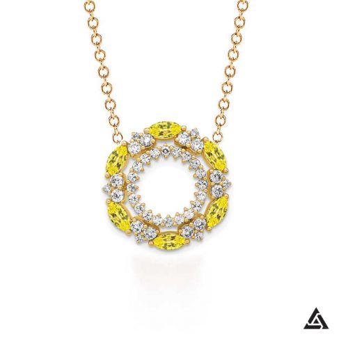Diamond & Yellow Sapphire Eternity Pendant and Chain