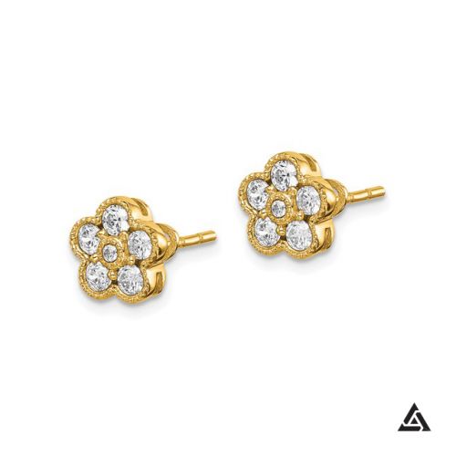 Diamond Floral Stud Earrings, 0.50 CTW