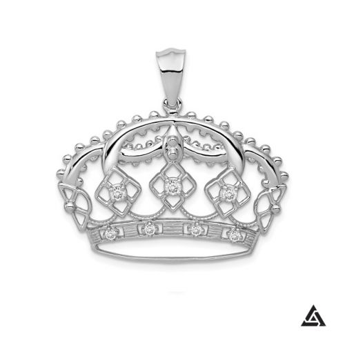 Diamond Queen Crown Pendant and Chain