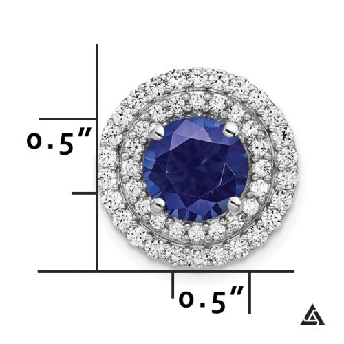 Royal Blue Sapphire with Diamond Double Halo Pendant