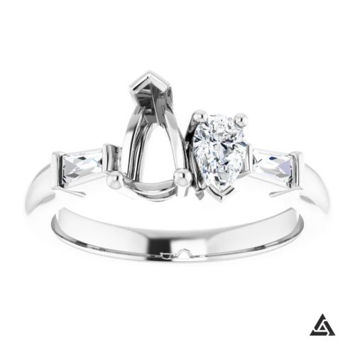 Modern Pear Shaped Diamond Engagement Ring Mounting (semi-set)