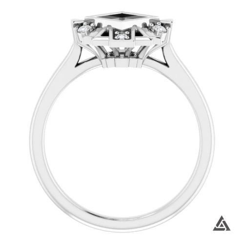 Modern Bauhaus Halo Engagement Ring Mounting (semi-set)