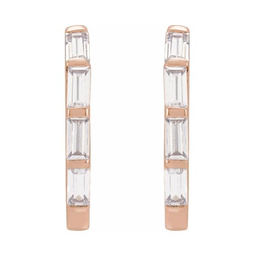 Lab-grown Baguette Diamond Hoop Earrings, 14k Gold