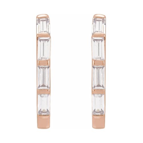 Lab-grown Baguette Diamond Hoop Earrings, 14k Gold